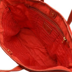 Prada Logo Tote Shoulder Bag Nylon Leather Red Gold — view 5