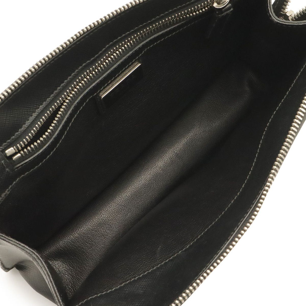 Prada Porter Collaboration Saffiano Clutch Leather Nero Black Silver — view 7