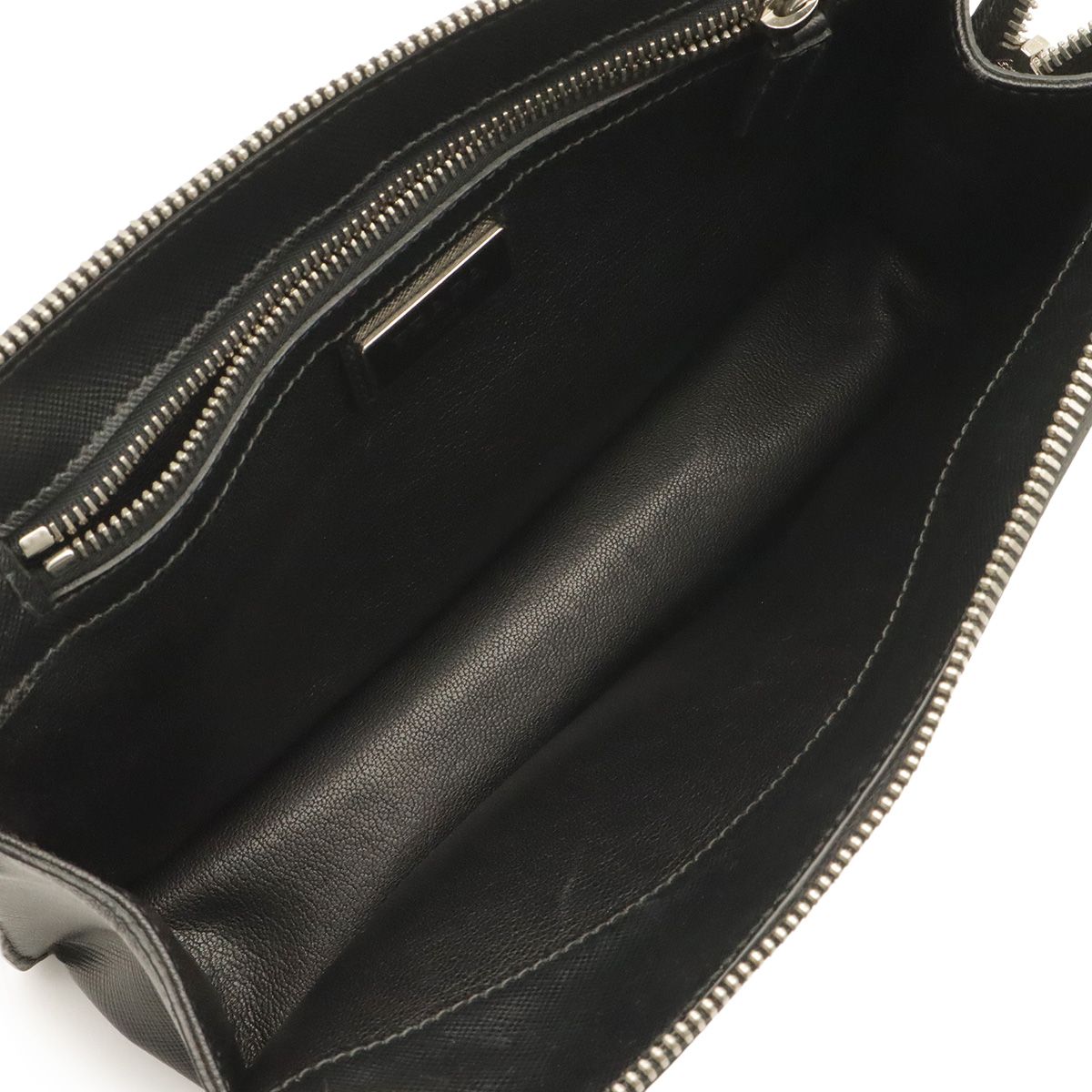 Prada Porter Collaboration Saffiano Clutch Leather Nero Black Silver — view 7
