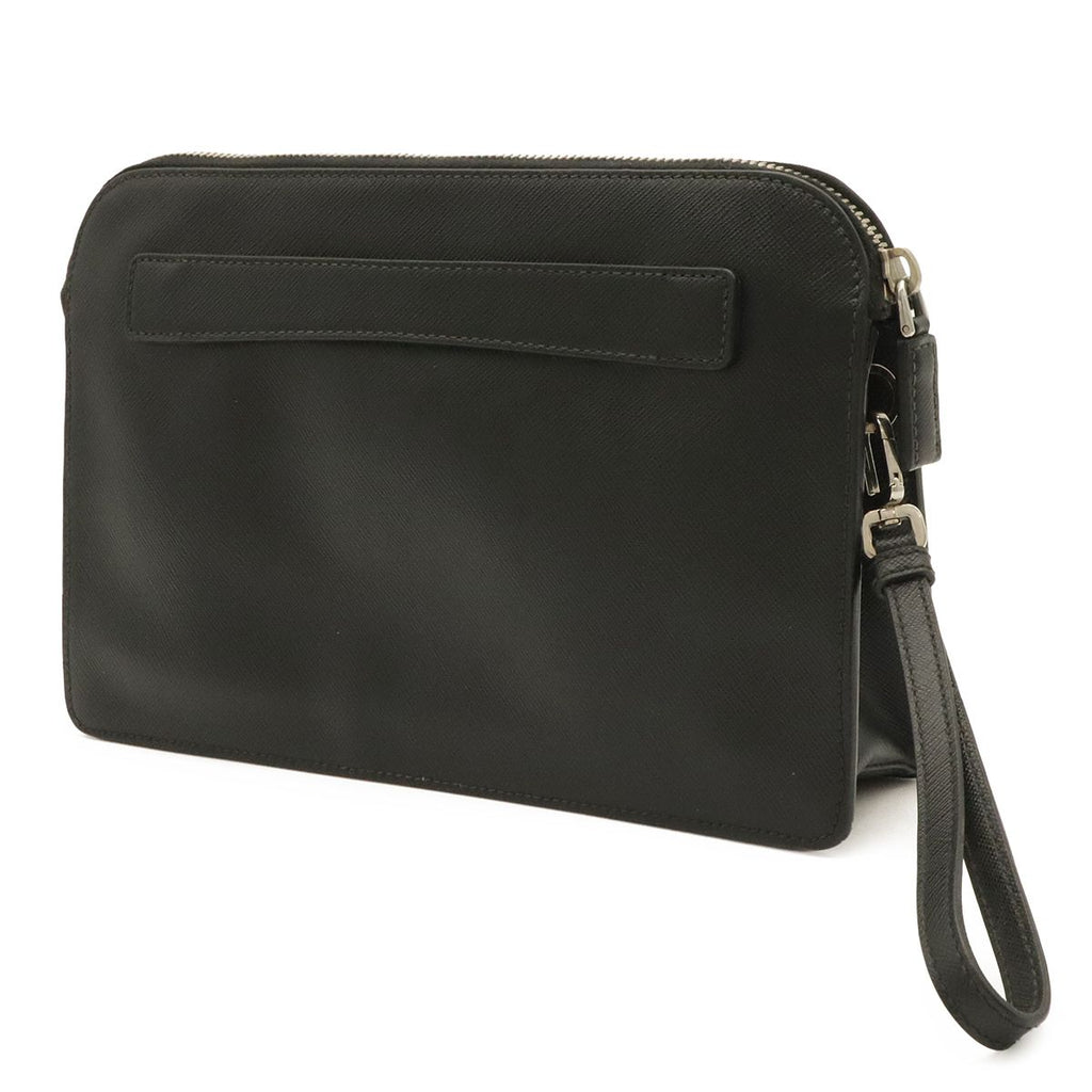 Prada Porter Collaboration Saffiano Clutch Leather Nero Black Silver — view 2