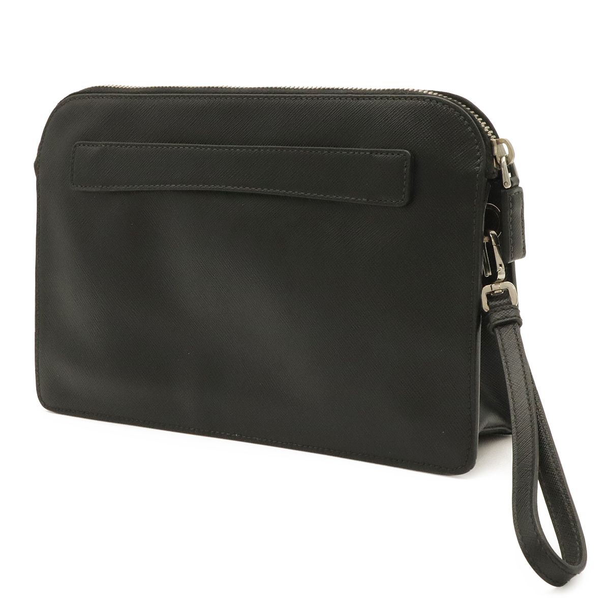 Prada Porter Collaboration Saffiano Clutch Leather Nero Black Silver — view 2
