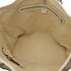 Gucci GG Logo Tote Large Boston Bag Purse Fabric Leather Ivory Cream — view 5