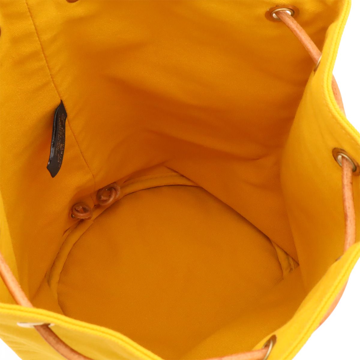 Hermes Polochon Mimile PM Shoulder Bag Drawstring Canvas Leather Yellow — view 8
