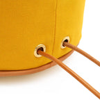 Hermes Polochon Mimile PM Shoulder Bag Drawstring Canvas Leather Yellow — view 6