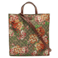 Gucci GG Blooms Supreme Flower Floral Tote 2-Way Shoulder Bag Leather Khaki
