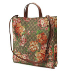 Gucci GG Blooms Supreme Flower Floral Tote 2-Way Shoulder Bag Leather Khaki — view 2