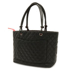 Chanel Cambon Line CC Logo Large Tote Shoulder Bag Soft Calfskin Black Pink — view 2