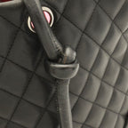 Chanel Cambon Line CC Logo Large Tote Shoulder Bag Soft Calfskin Black Pink — view 5