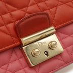 Dior Cannage Pochette Mini Shoulder Bag Chain Leather Red Gold — view 4