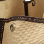 Hermes Garden Party PM Tote Shoulder Bag Toile H Leather Natural Dark Brown — view 4
