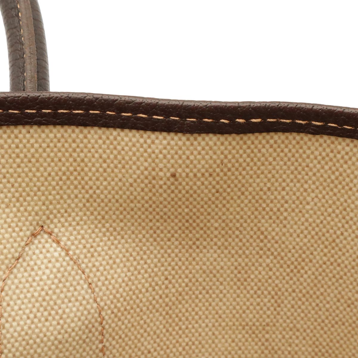 Hermes Garden Party PM Tote Shoulder Bag Toile H Leather Natural Dark Brown — view 7