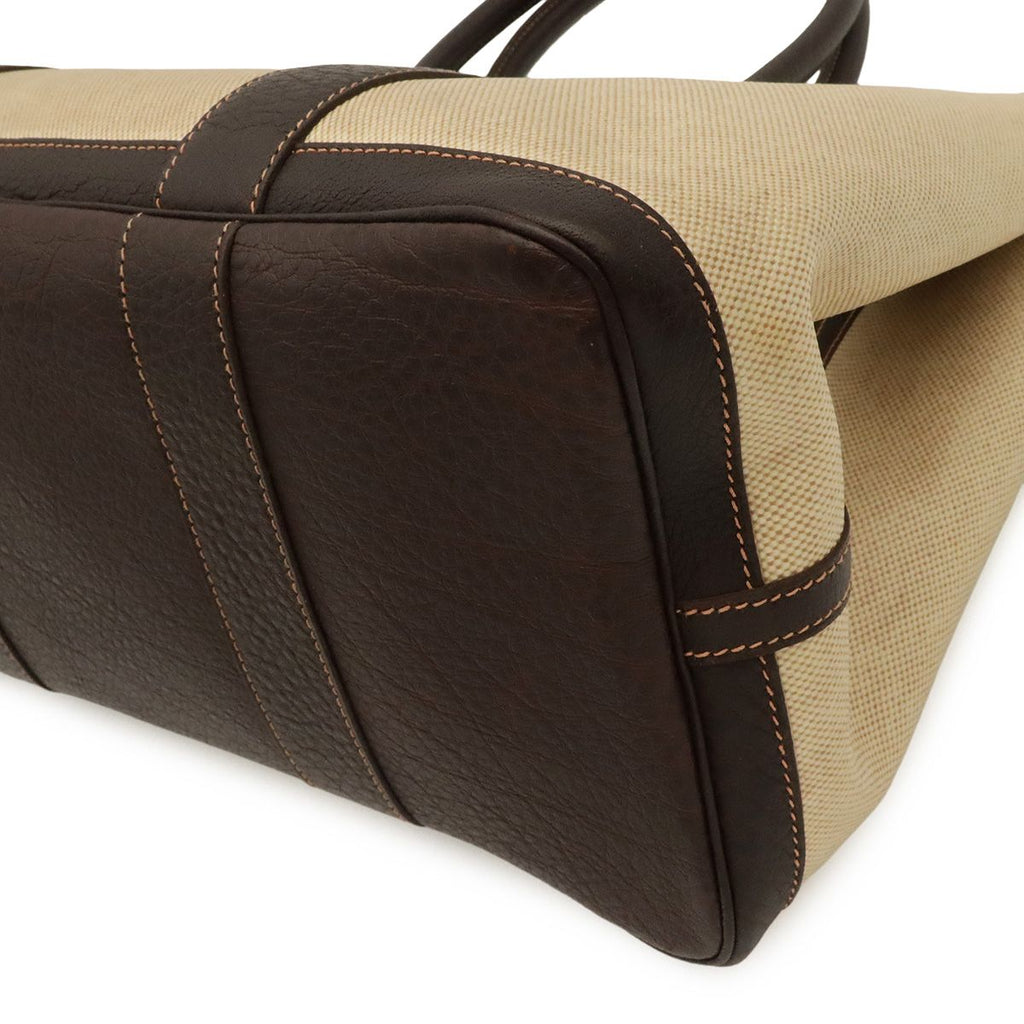 Hermes Garden Party PM Tote Shoulder Bag Toile H Leather Natural Dark Brown — view 3