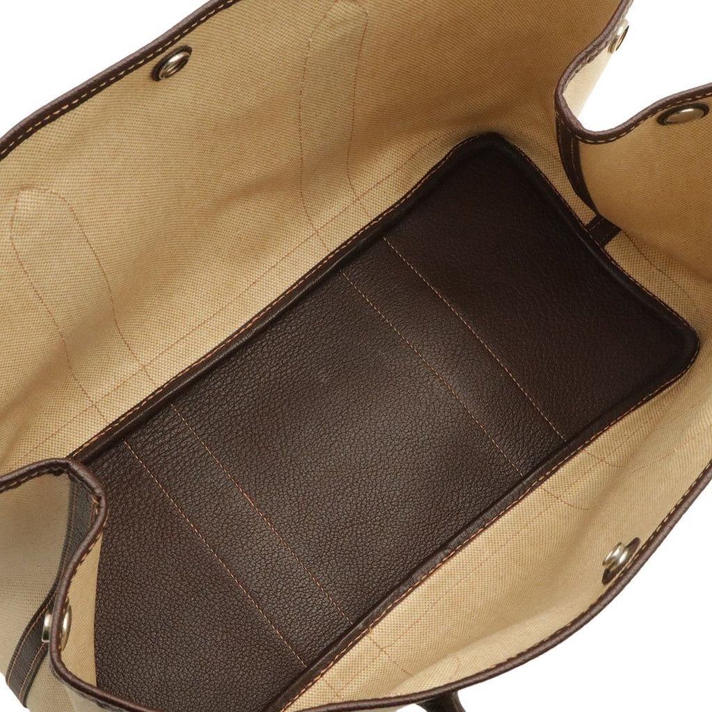 Hermes Garden Party PM Tote Shoulder Bag Toile H Leather Natural Dark Brown — view 6
