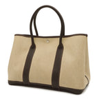 Hermes Garden Party PM Tote Shoulder Bag Toile H Leather Natural Dark Brown — view 2