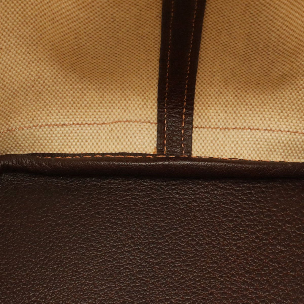 Hermes Garden Party PM Tote Shoulder Bag Toile H Leather Natural Dark Brown — view 8
