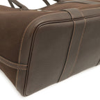 Hermes Garden Party PM Tote Shoulder Bag Toile Officier Leather Dark Brown — view 3