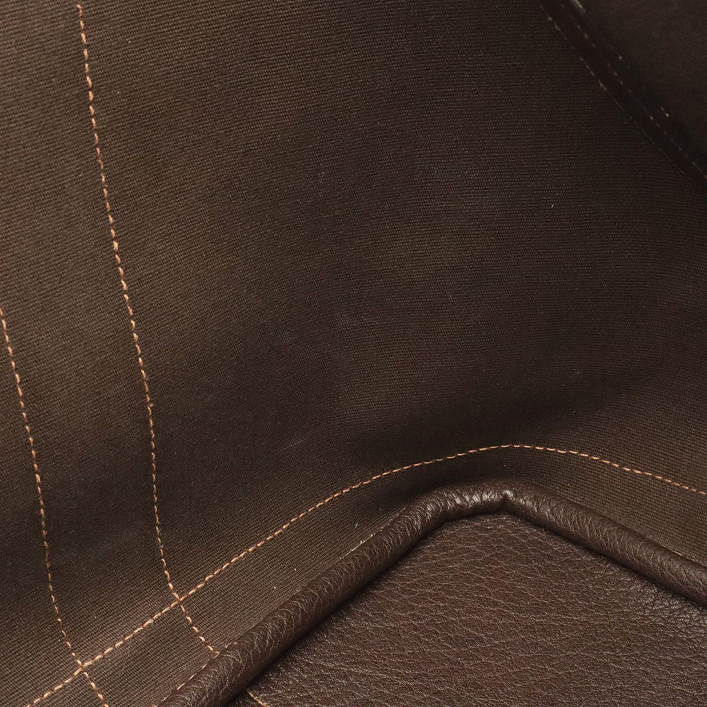 Hermes Garden Party PM Tote Shoulder Bag Toile Officier Leather Dark Brown — view 7
