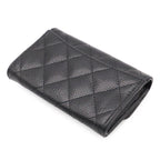 Chanel Quilted Classic Flap Card Case CC Logo Business Caviar Leather Black Gold — view 2