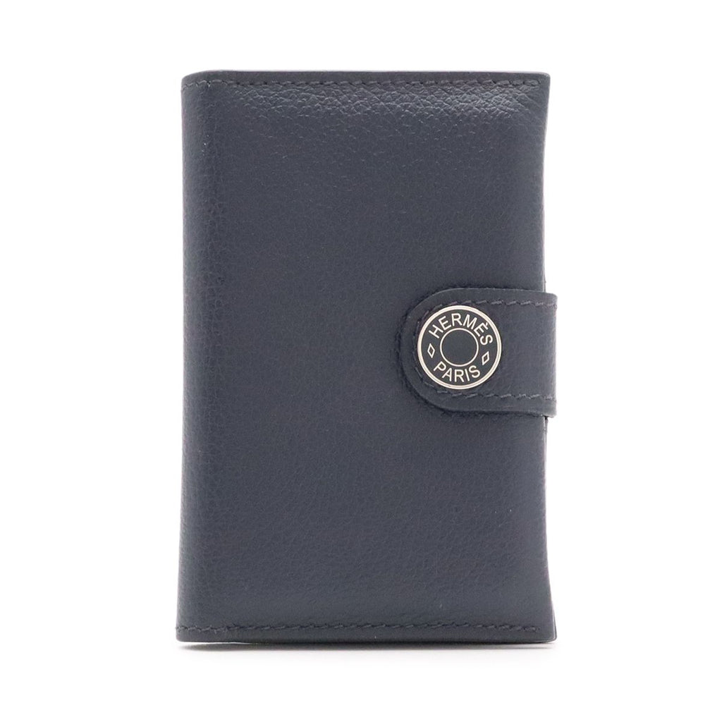 Hermes M S Card Case Business Voever Color Evercolor Leather Navy