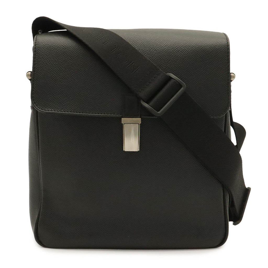 Louis Vuitton Taiga Shoulder Bag Crossbody Leather Ardoise Black