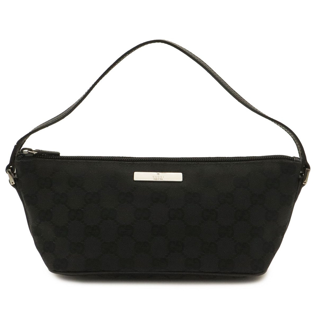 Gucci GG Canvas Pouch Sub Handbag Party Black Silver