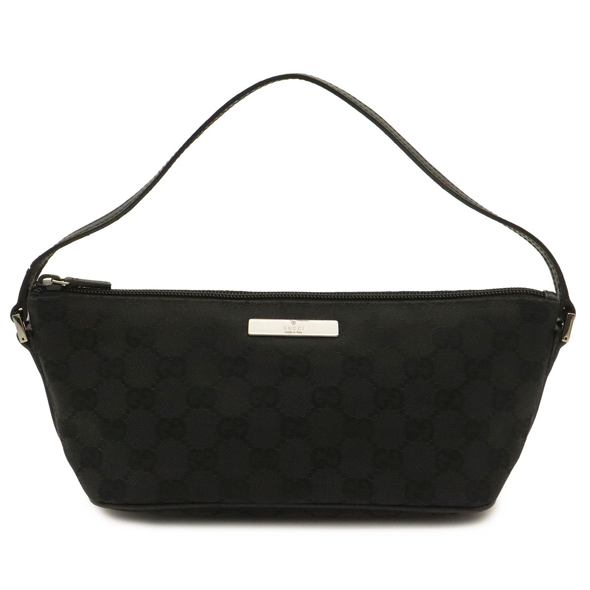 Gucci GG Canvas Pouch Sub Handbag Party Black Silver