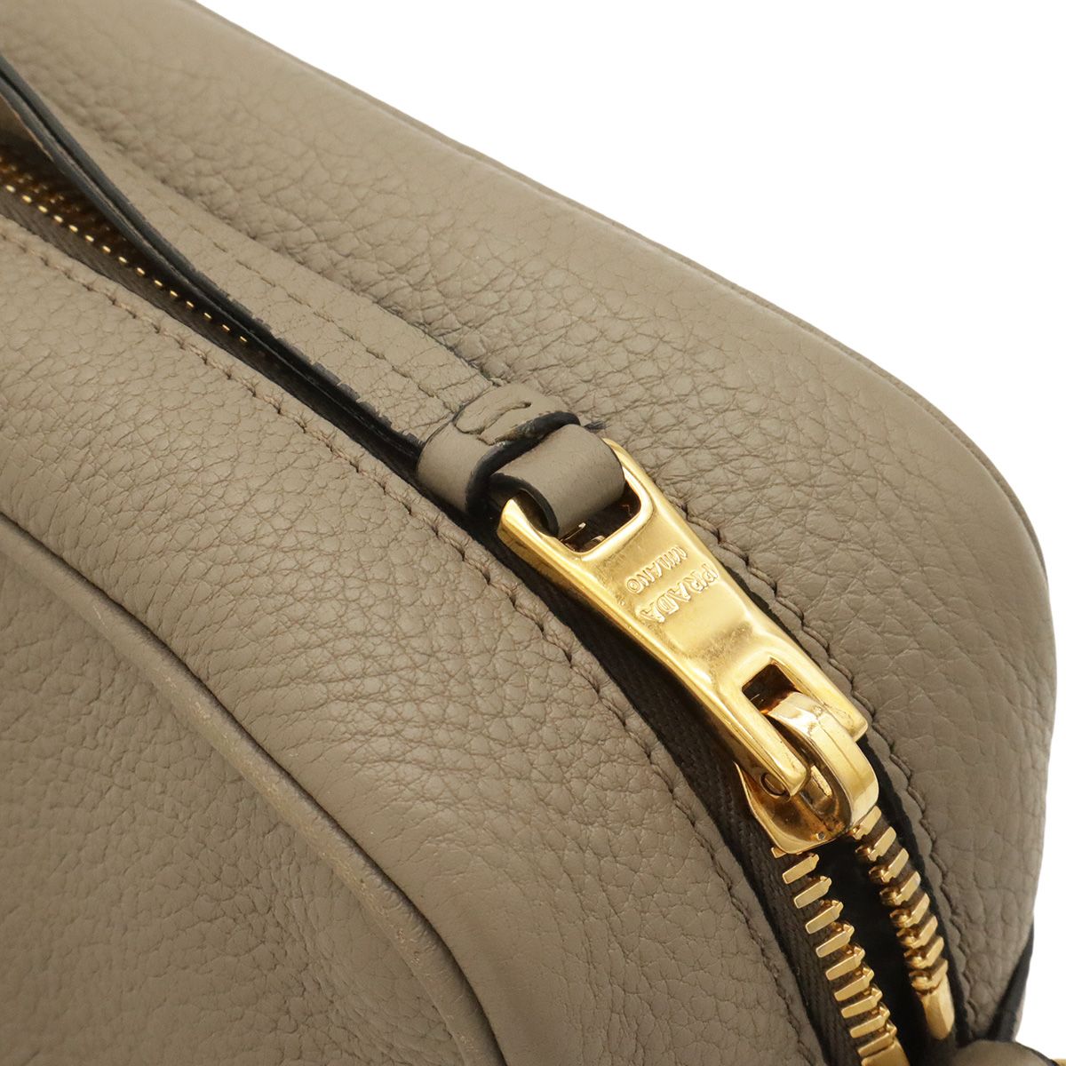 Prada Logo Vitello Daino Shoulder Bag Pochette 2-Way Clutch Striped Leather — view 6