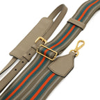 Prada Logo Vitello Daino Shoulder Bag Pochette 2-Way Clutch Striped Leather — view 4