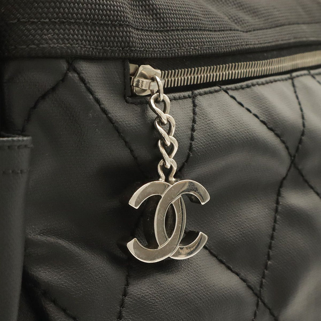 Chanel Paris Biarritz Tote GM Shoulder Bag Black Silver — view 4