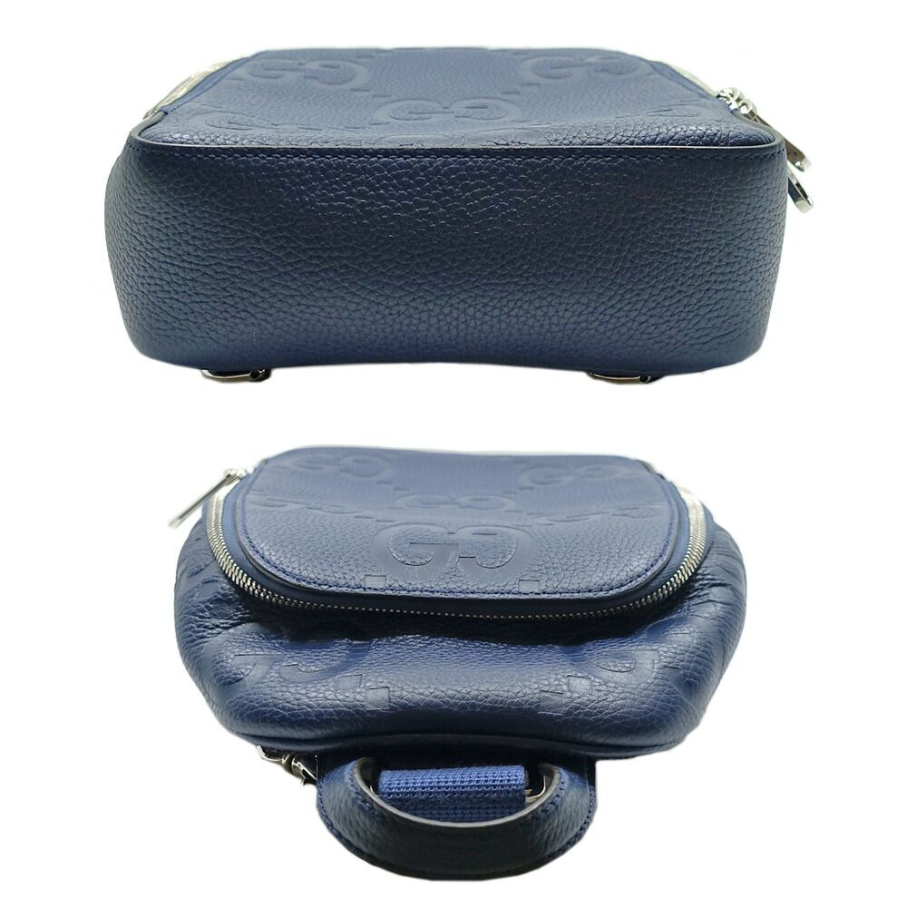Gucci Cross Belt Bag Jumbo GG Navy Silver — view 4