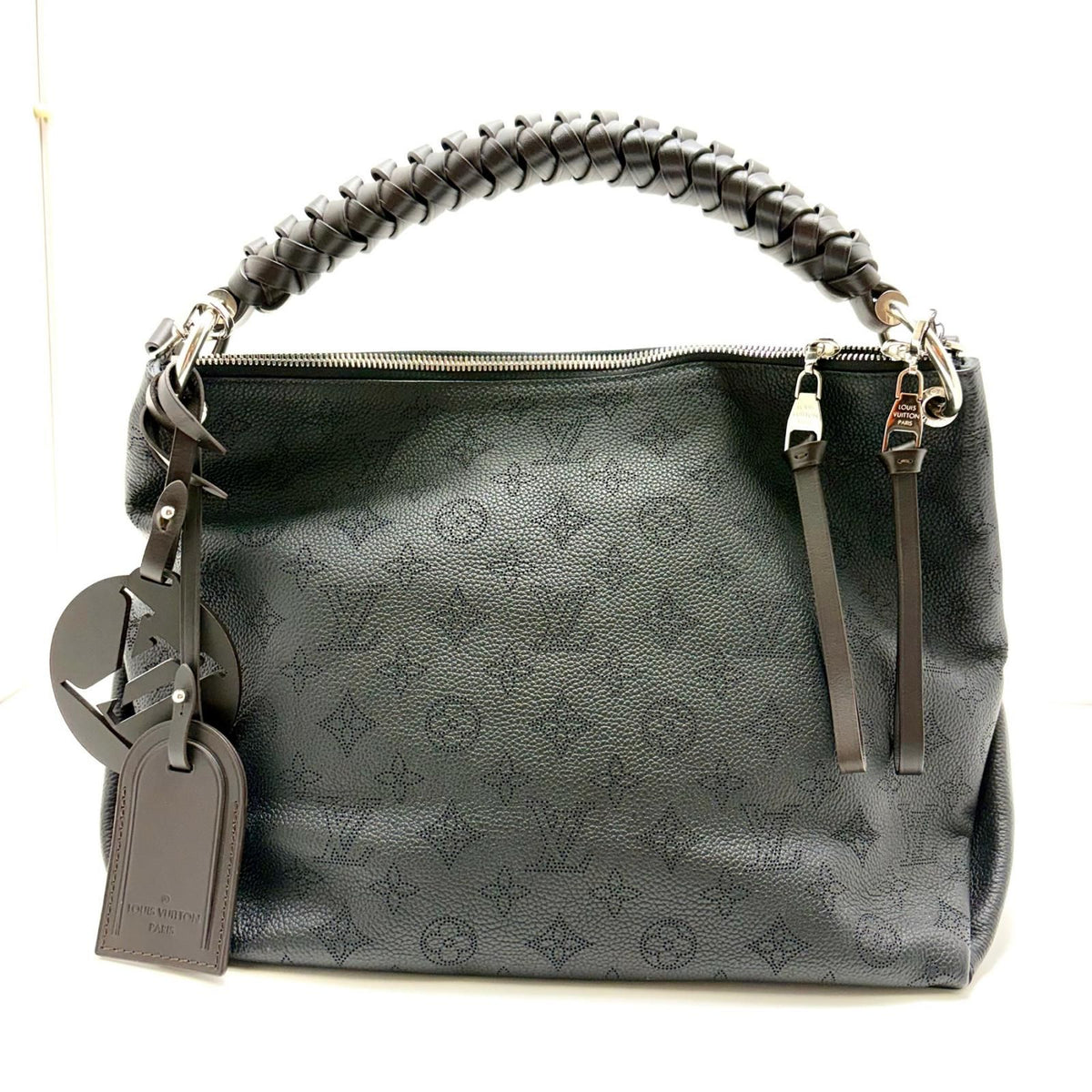 Louis Vuitton Beauvre Hobo Mahina Black Shoulder Bag Monogram Silver