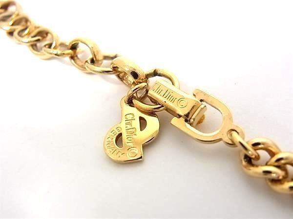 Dior Necklace Gold Black Metal Rhinestone Enamel — view 3
