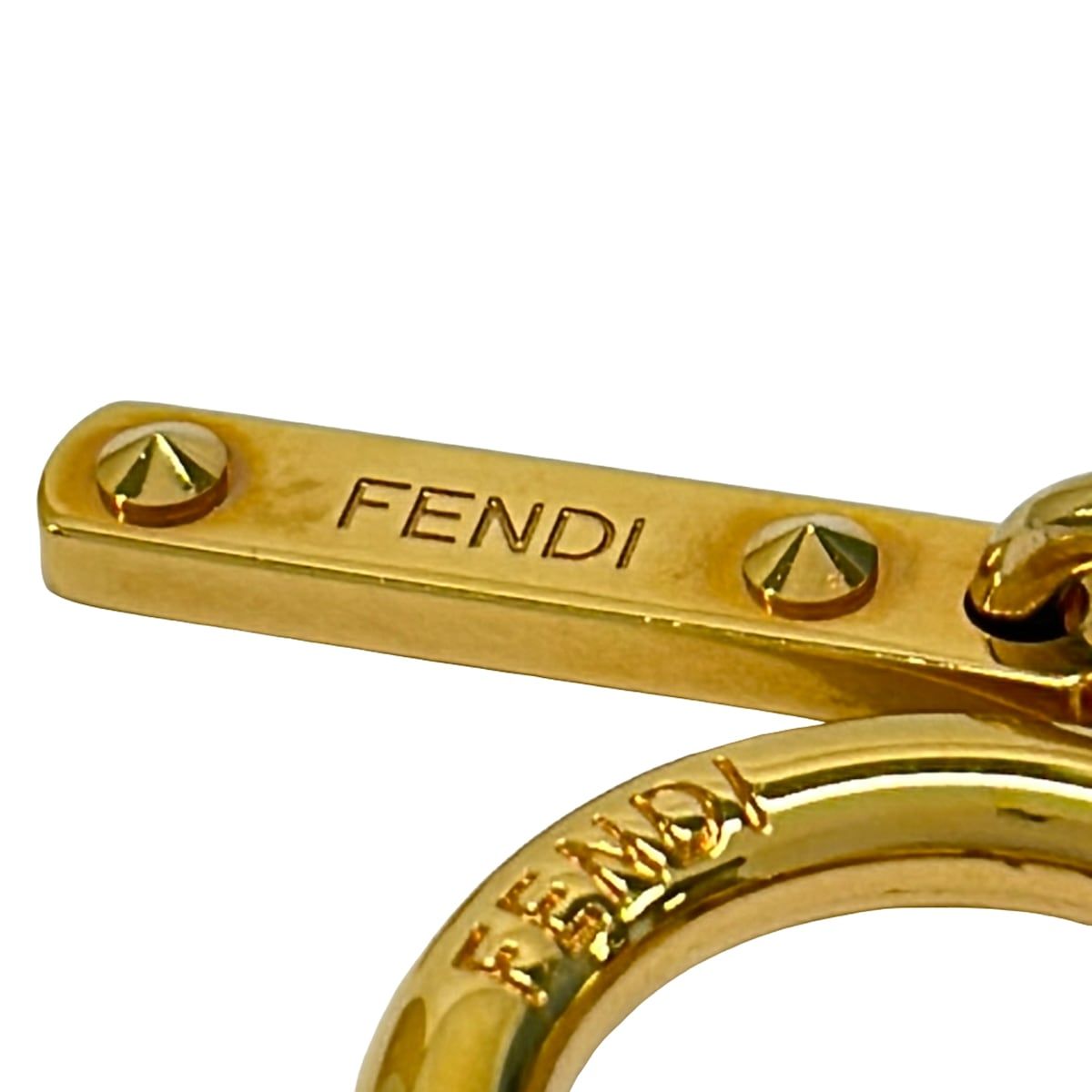 Fendi Key Holder Pom Charm Light Blue Green Multi Leather — view 5