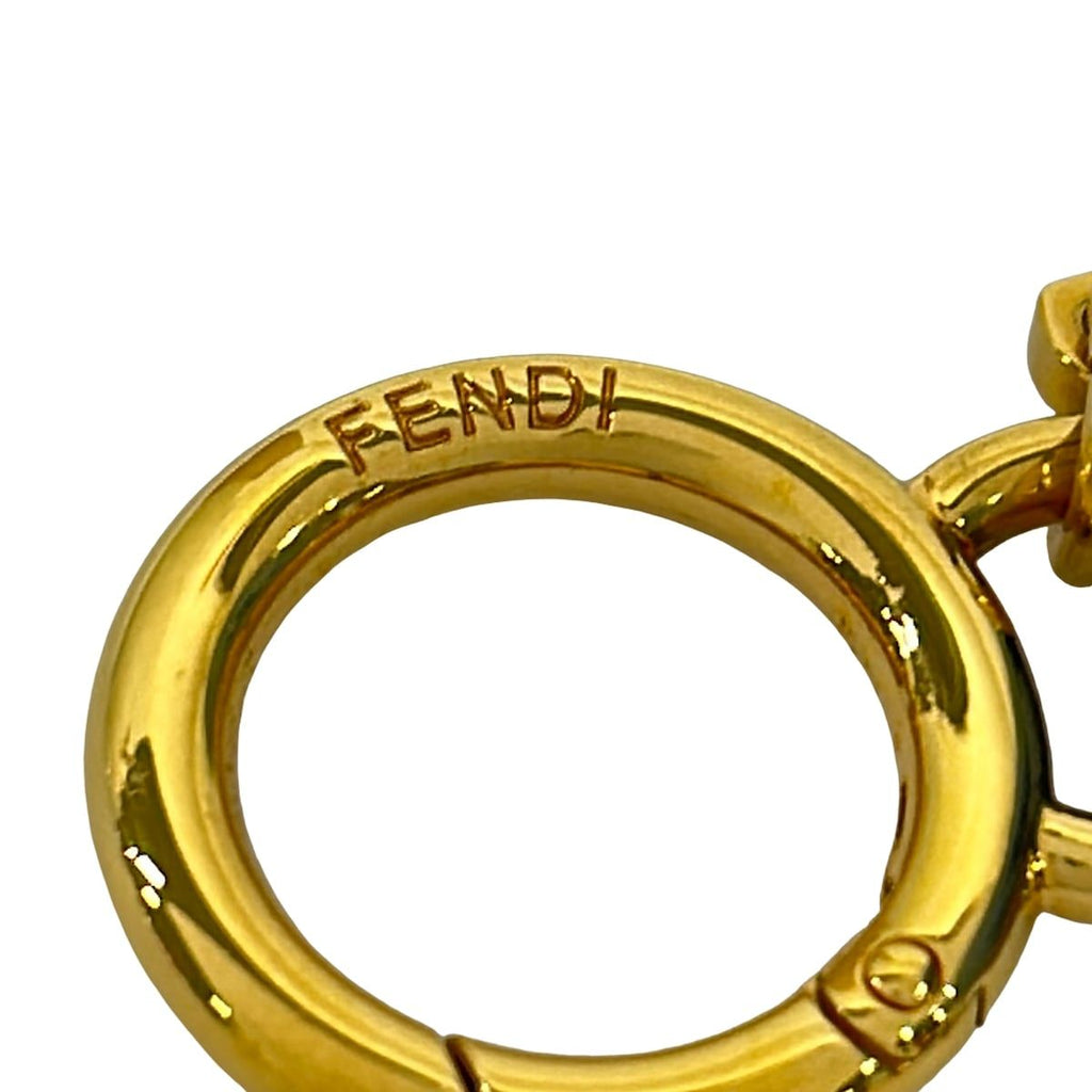 Fendi Key Holder Pom Charm Light Blue Green Multi Leather — view 4