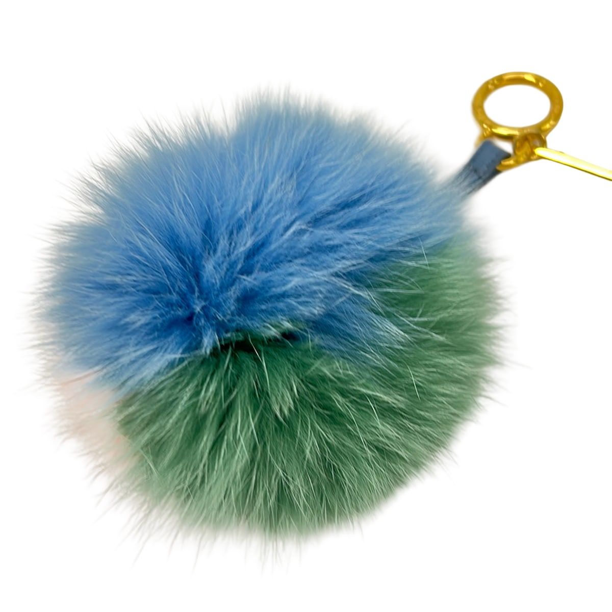 Fendi Key Holder Pom Charm Light Blue Green Multi Leather — view 3