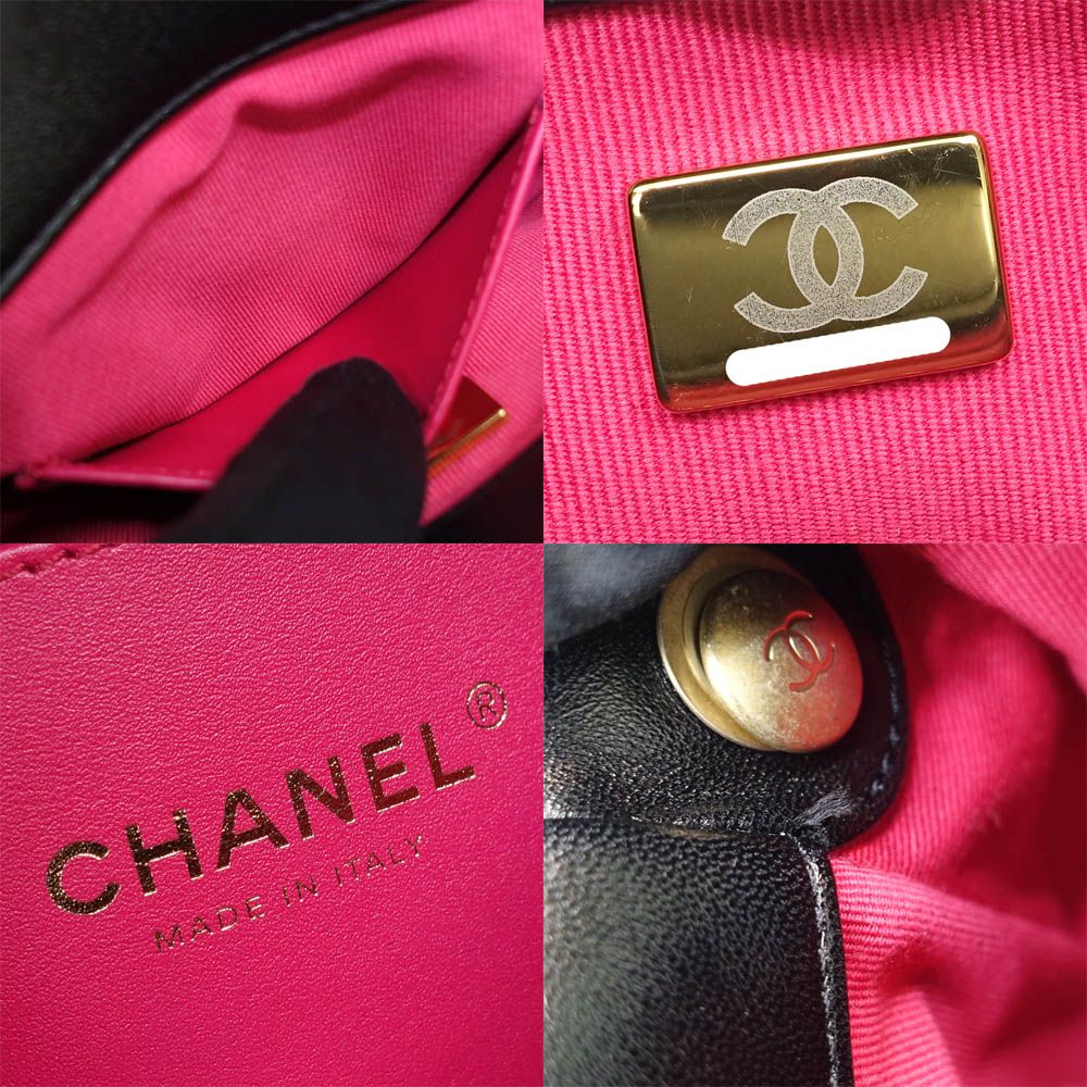 Chanel Heart Lock Chain Shoulder Bag Lambskin BK — view 7