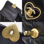 Chanel Heart Lock Chain Shoulder Bag Lambskin BK — view 8