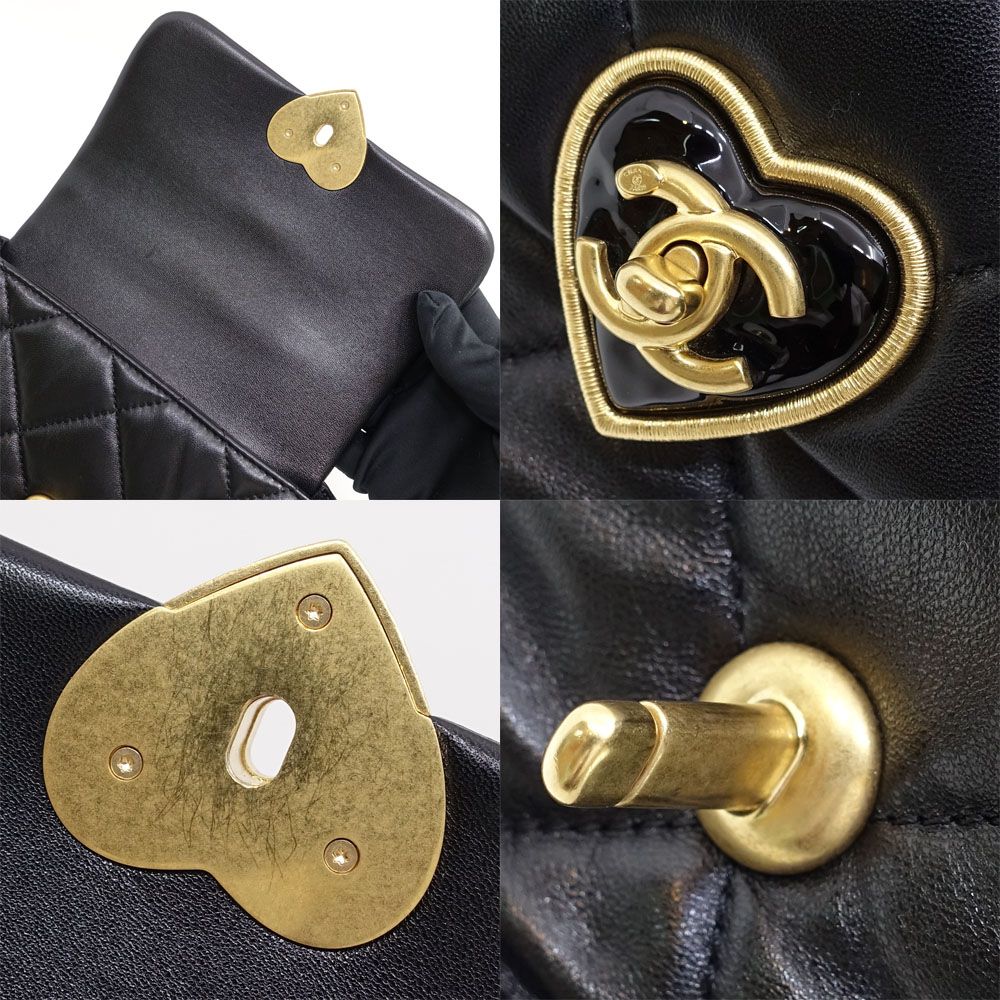 Chanel Heart Lock Chain Shoulder Bag Lambskin BK — view 8