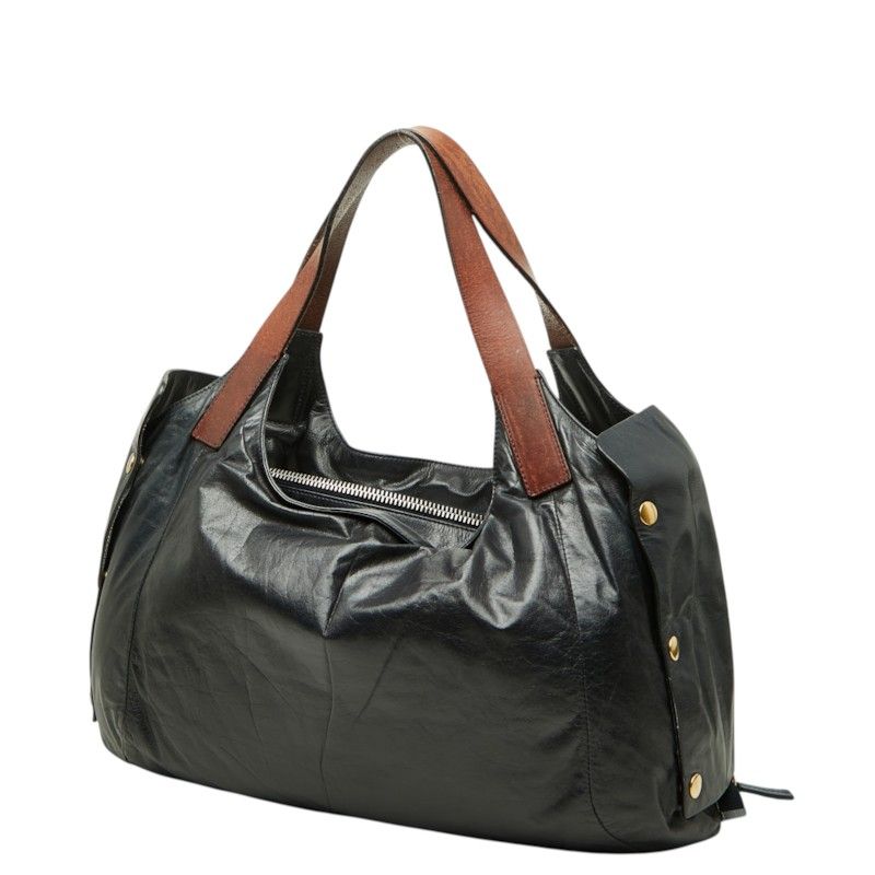 Celine Tote Shoulder Bag Side Zip Dark Navy Leather — view 2