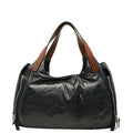 Celine Tote Shoulder Bag Side Zip Dark Navy Leather