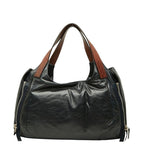 Celine Tote Shoulder Bag Side Zip Dark Navy Leather