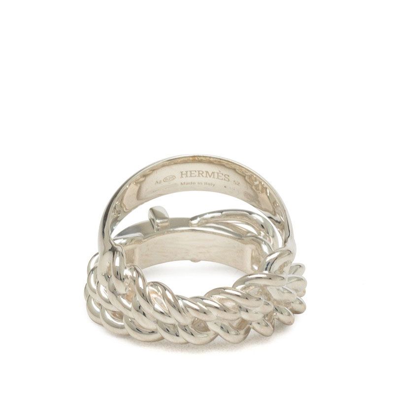 Hermes Boucles Sellier Inflexible Ring GM 52 Silver — view 3