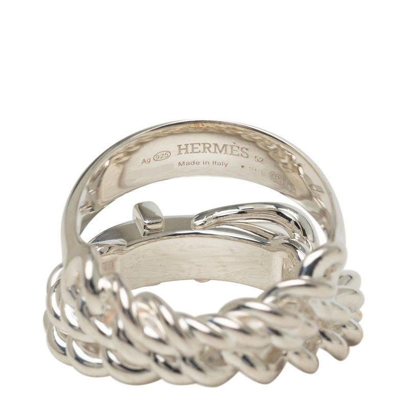 Hermes Boucles Sellier Inflexible Ring GM 52 Silver — view 4
