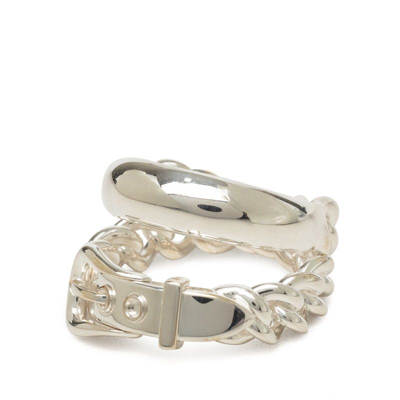 Hermes Boucles Sellier Inflexible Ring GM 52 Silver — view 2