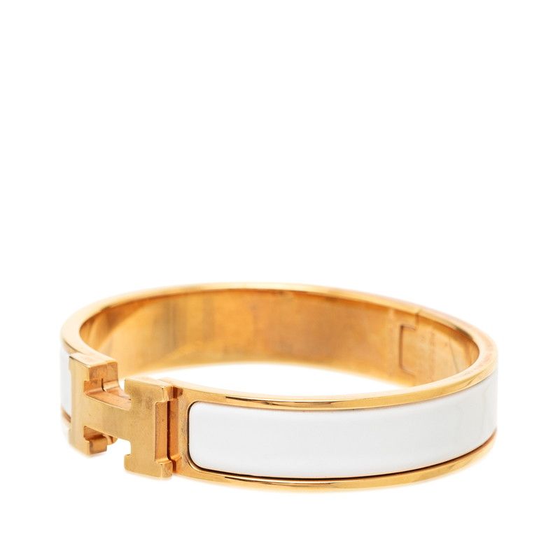 Hermes Clic H PM Bracelet Bangle Gold White Plated — view 2