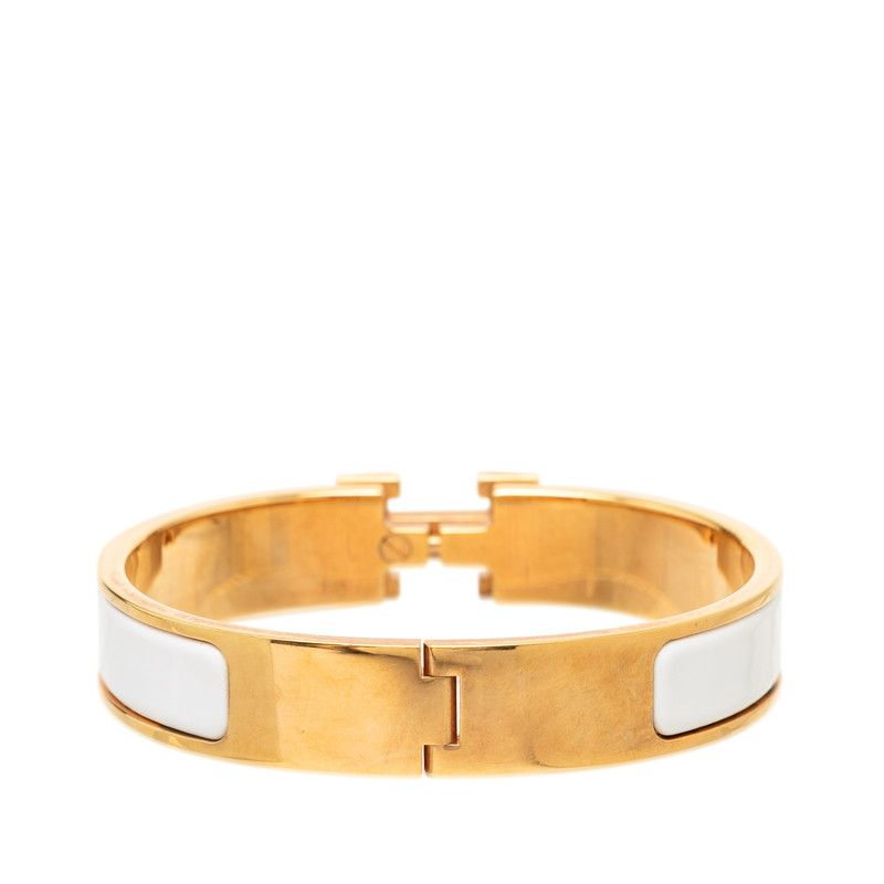 Hermes Clic H PM Bracelet Bangle Gold White Plated — view 3