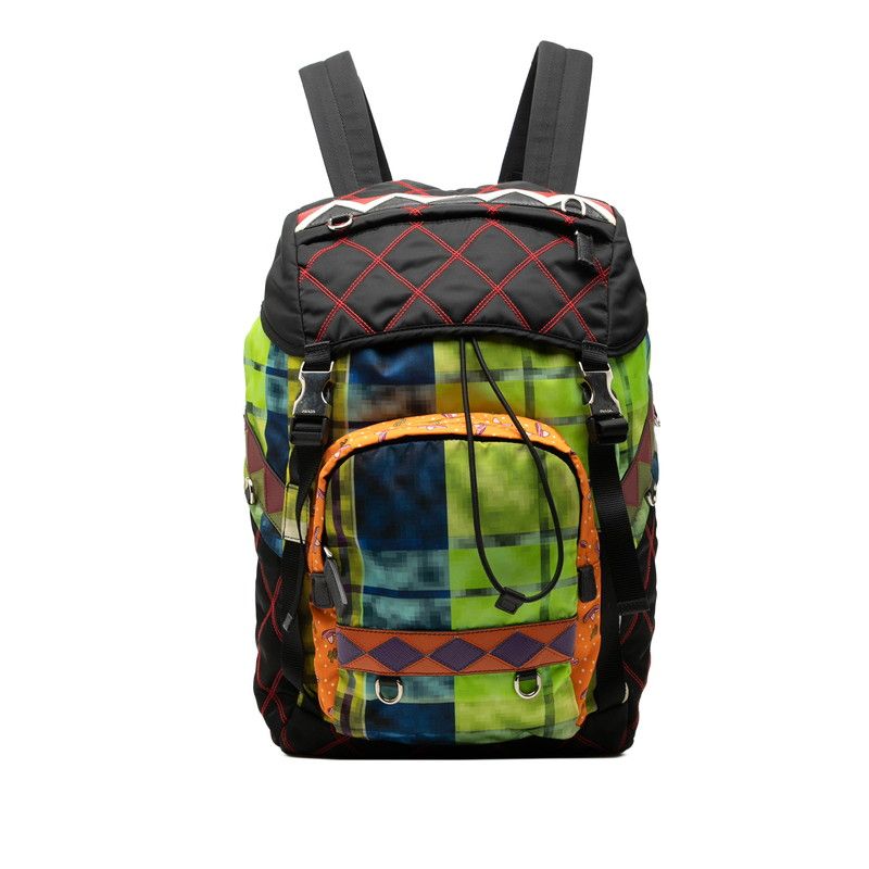 Prada Backpack Multicolor Black Red Nylon Leather