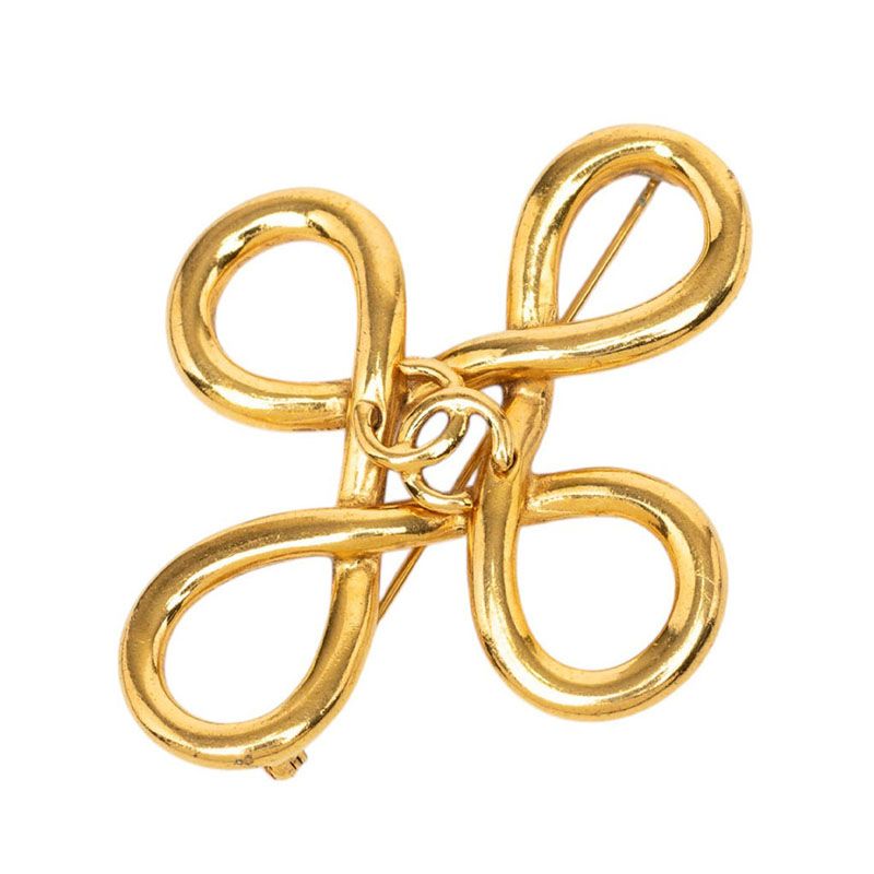 Chanel CC Logo Vintage Brooch Gold Plated
