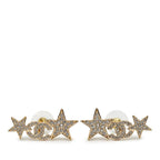 Chanel CC Logo Star Motif Earrings Gold Plated Rhinestone