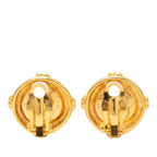 Chanel CC Logo Vintage Round Earrings Gold Plated — view 2